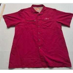 Habit 40+ Solar Factor men's red short‎ sleeve outdoor fishing shirt LG pockets